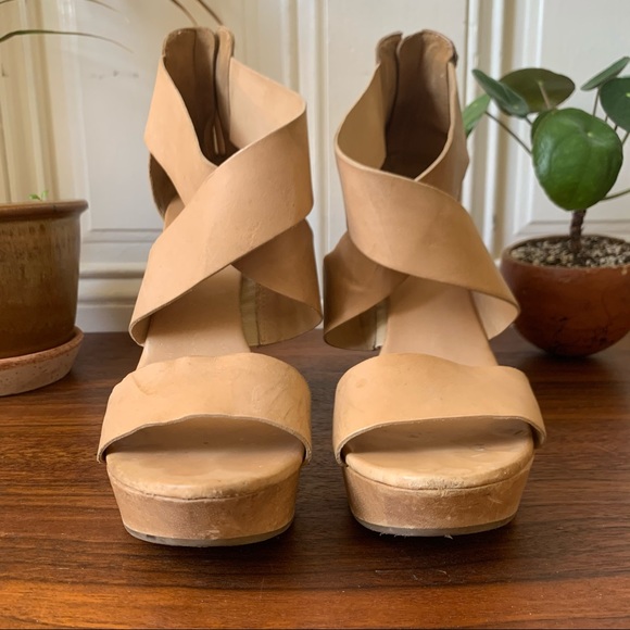 Diane Von Furstenburg Tan Opal Crisscross Wedge - Picture 6 of 10